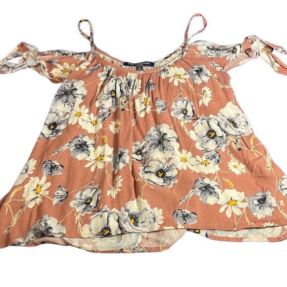 One Clothing Los Angeles Women's Floral Top Off Shoulder Strappy Brown Small - Picture 5 of 5